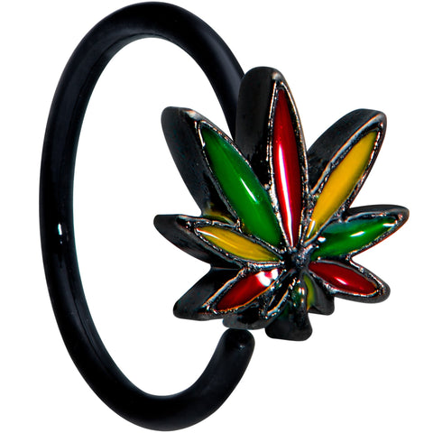 20G 5/16 Black Multicolor Pot Leaf Nose Hoop