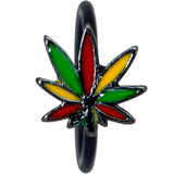 20G 5/16 Black Multicolor Pot Leaf Nose Hoop
