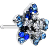 20G 1/4 Clear Blue Gem Evening Flower Nose Bone