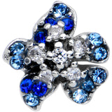 20G 1/4 Clear Blue Gem Evening Flower Nose Bone
