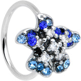 20G 5/16 Clear Blue Gem Evening Flower Nose Hoop