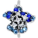 20G 5/16 Clear Blue Gem Evening Flower Nose Hoop