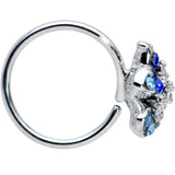 20G 5/16 Clear Blue Gem Evening Flower Nose Hoop