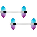 14G 9/16 Purple Ombre Tourmaline Natural Stone Barbell Nipple Ring Set