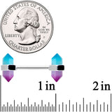 14G 9/16 Purple Ombre Tourmaline Natural Stone Barbell Nipple Ring Set