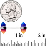 14G 9/16 Blue Ombre Tourmaline Natural Stone Barbell Nipple Ring Set