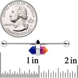 14G Blue Ombre Tourmaline Natural Stone Industrial Barbell 38mm