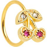 20G 5/16 Clear Purple Gem Gold Tone Very Cherry Nose Hoop