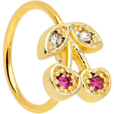 20G 5/16 Clear Purple Gem Gold Tone Very Cherry Nose Hoop