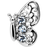 20G 1/4 Clear Gem Lacy Butterfly Nose Bone