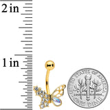 Clear Aurora Gem Gold Tone Super Glam Butterfly Belly Ring