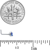 18G 5/16 Lovely Blue Lotus Flower L Shape Nose Ring