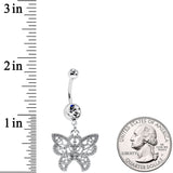 Clear CZ Gem Ultra Luxe Butterfly Dangle Belly Ring