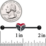 14G Black CZ Gem Black Unzipped Heart Industrial Barbell 38mm