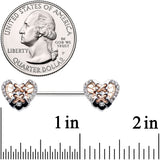 14G 9/16 Clear Gem Tie Me Up Corset Heart Barbell Nipple Ring Set