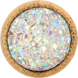 7/16 White Druzy Stone Wood Saddle Plug Set