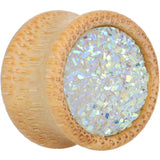 5/8 White Druzy Stone Wood Saddle Plug Set