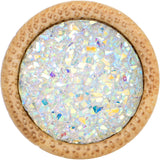 5/8 White Druzy Stone Wood Saddle Plug Set