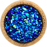 7/16 Blue Druzy Stone Wood Saddle Plug Set