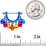 14G 9/16 Bulb Mardi Gras Dangle Nipple Shield Set