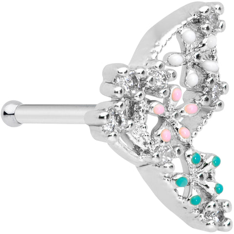 20G 1/4 Clear CZ Gem Abstract Butterfly Nose Bone