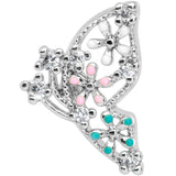 20G 1/4 Clear CZ Gem Abstract Butterfly Nose Bone