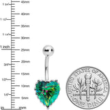 Blue CZ Gem Great Big Heart Valentines Day Belly Ring