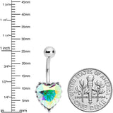 Clear CZ Gem Great Big Heart Valentines Day Belly Ring
