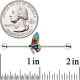 14G Blue Red Green Gem Glitz Dragonfly Industrial Barbell 38mm