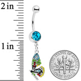 Blue Red Green Gem Glitzy Dragonfly Dangle Belly Ring