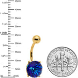 Blue Gem Gold Tone Simply Elegant Style Belly Ring