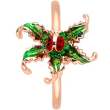 20G 5/16 Rose Gold Tone Tiny Ladybug Leaves Nose Hoop