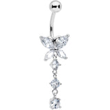 Clear CZ Gem Open Wing Butterfly Dangle Belly Ring