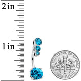 Blue CZ Triple Drop Round Belly Ring