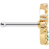 20G 1/4 Clear CZ Gem Gold Tone Abstract Butterfly Nose Bone
