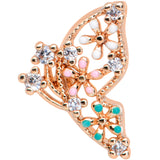 20G 1/4 Clear CZ Gem Rose Gold Tone Abstract Butterfly Nose Bone