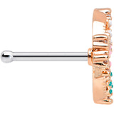 20G 1/4 Clear CZ Gem Rose Gold Tone Abstract Butterfly Nose Bone