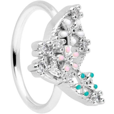 20G 5/16 Clear CZ Gem Abstract Butterfly Nose Hoop