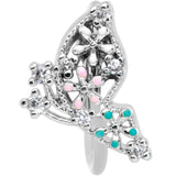 20G 5/16 Clear CZ Gem Abstract Butterfly Nose Hoop