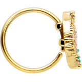20G 5/16 Clear CZ Gem Gold Tone Abstract Butterfly Nose Hoop