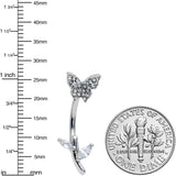 Clear Gem Branch Butterfly Top Mount Belly Ring