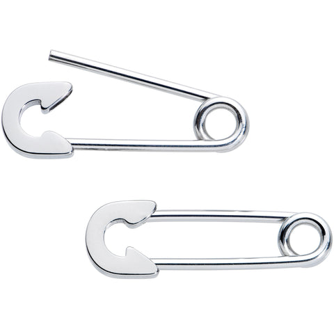 14G 3/4 Punk Rock Safety Pin Barbell Nipple Ring Set