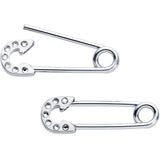 14G 3/4 Clear Gem Punk Rock Safety Pin Barbell Nipple Ring Set