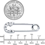 14G 3/4 Clear Gem Punk Rock Safety Pin Barbell Nipple Ring Set