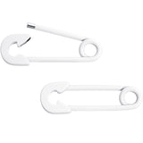 14G 3/4 White Matte Punk Rock Safety Pin Barbell Nipple Ring Set