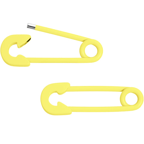 14G 3/4 Yellow Matte Punk Safety Pin Barbell Nipple Ring Set