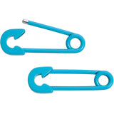 14G 3/4 Teal Matte Punk Rock Safety Pin Barbell Nipple Ring Set