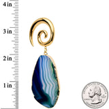 2G Gold Tone Blue Marble Onyx Stone Spiral Taper Ear Weights