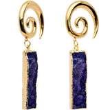 2G Blue Druzy Stone Rectangle Spiral Taper Ear Weights