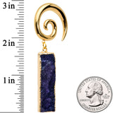 2G Blue Druzy Stone Rectangle Spiral Taper Ear Weights